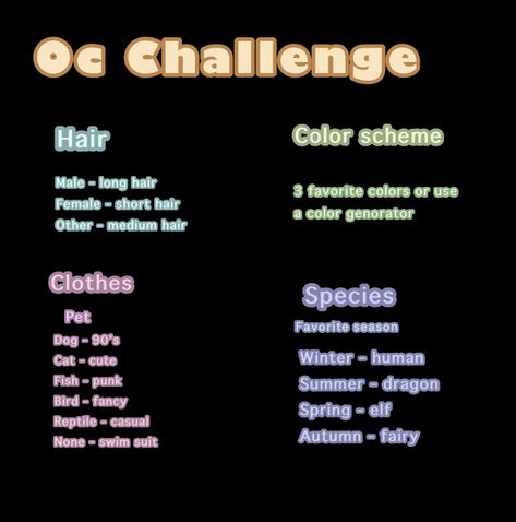 This is an oc challange which you can use to create your own character! Fairy Oc Challenge, Oc Makers, Fairy Oc, Oc Generator, Dragon Bird, Oc Maker, Female Oc, Oc Challenge, Art Challenges