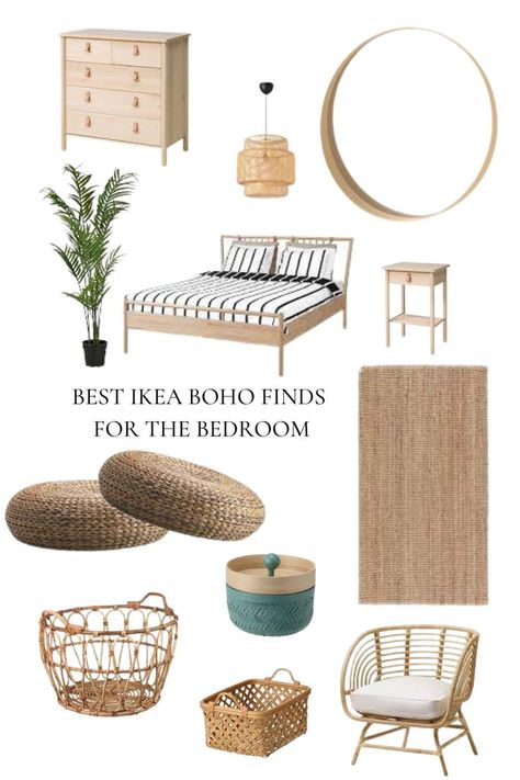 Bohemian Bedroom Decor Vintage, Ikea Boho Bedroom, Ikea Boho, Bedroom Decor Vintage, Bedroom Finds, Bedroom Bohemian, Ikea Finds, Boho Furniture, Pinterest Room Decor