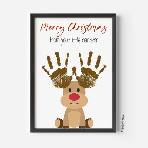 IMPORTANT! PLEASE READ BEFORE PRINTING! This download includes: To make every moment spent with your children special and immortalize their handprints, these designs are crafted as one of the most beautiful ways to learn and have fun together.  -Handprint Christmas Art Craft How to print: -Print at home on A4 paper and 8x10 size. -Professionally print at your local print shop (staples, target, etc) Printable Instant Digital Download: -This listing is for printable digital downloads, therefore yo Toddler Christmas Keepsake, Christmas Footprint Crafts, Handprint Art Christmas, Christmas Footprint, Handprint Printable, Kids Christmas Craft, Baby Art Crafts, Reindeer Handprint, Christmas Handprint