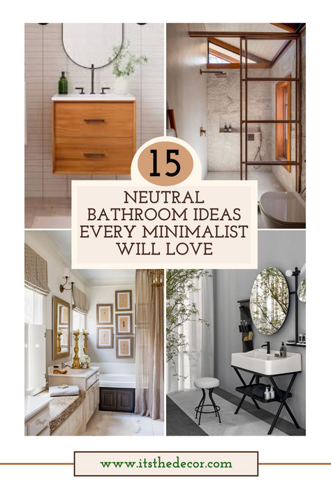 "Discover the art of minimalist luxury with our latest Pinterest guide! 🌟 Dive into 15 serene and sophisticated neutral bathroom ideas tailored to the minimalist. From earthy tones and textured walls to sleek hardware and sustainable materials, transform your bathroom into a tranquil haven. Perfect for decor enthusiasts and budget-conscious decorators alike. 🛁✨ #MinimalistBathroom #NeutralHomeDecor #DIYBathroomIdeas #SustainableLiving #LuxuryOnABudget" Bathroom Earthy Decor, Neutral Bathroom Design Ideas, Taupe And White Bathroom, Tan And Gray Bathroom, Bathroom Earth Tones, Natural Bathroom Design Earth Tones, White And Tan Bathroom, Earth Tone Bathroom Ideas, Neutral Bathroom Ideas Earth Tones