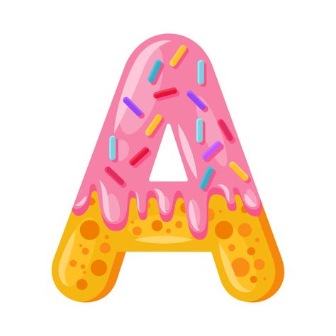 Download the Donut cartoon A letter vector illustration. Biscuit bold font style. Glazed capital letter with icing. Tempting flat design typography. Cookies alphabet. Pastry, bakery isolated clipart 7318593 royalty-free Vector from Vecteezy for your project and explore over a million other vectors, icons and clipart graphics! Invitaciones Candy Land, Alphabet Letters Clipart, Alphabet Letters To Print, Donut Cartoon, Candy Letters, Vintage Calligraphy, Candy Theme Birthday Party, Clipart Letters, Alphabet Letters Design