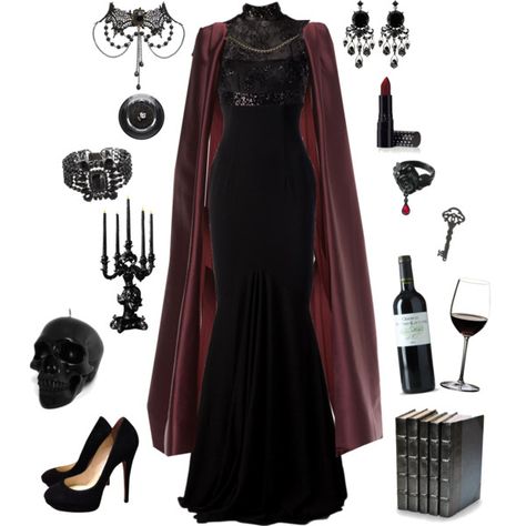 Vampire Countess by conquistadorofsorts on Polyvore Elegant Vampire Dress, Red And Purple Clothes, Vampire Queen Outfit, Vampiric Dress, Vampire Dress Aesthetic, Vampire Look Outfits, Vampire Outfits Aesthetic, Vampire Outfit Female, Vampire Fashion Aesthetic