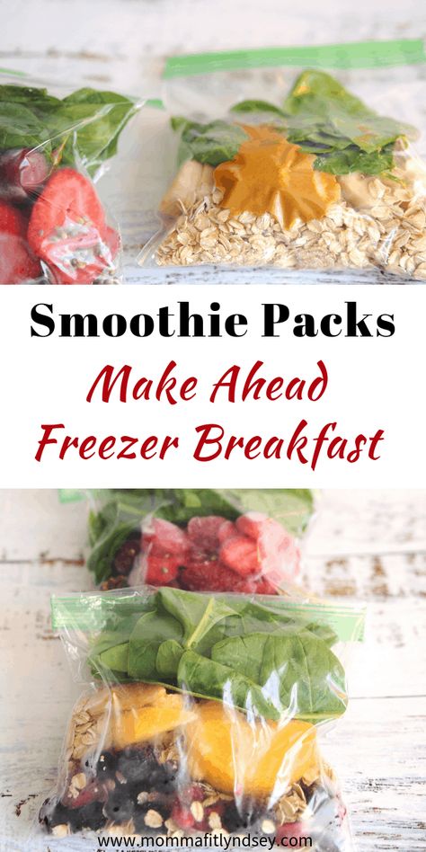 make ahead freezer breakfast for an easy healthy breakfast Make Ahead Freezer Breakfast, Frozen Smoothie Packs, Freezer Smoothies, Desayuno Keto, Smoothies With Almond Milk, Smoothie Packs, Healthy Breakfast Recipes Easy, Freezer Breakfast, Quick Healthy Breakfast