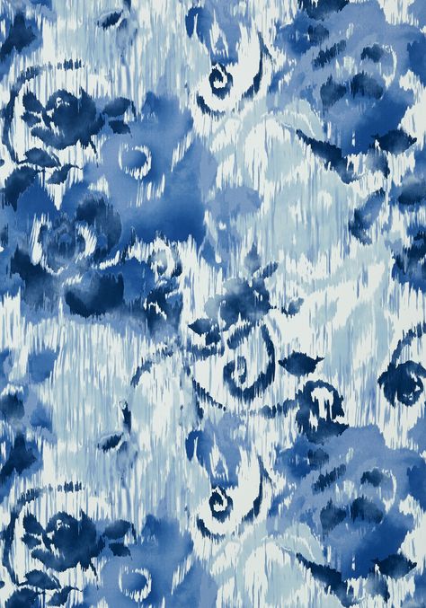 WATERFORD FLORAL, Blue, T24341, Collection Bridgehampton from Thibaut French Coastal Decor, Blue Fabric Pattern, Construction Wallpaper, Coastal Entryway, Coastal Chandelier, Thibaut Wallpaper, Blue Floral Wallpaper, Coastal Hamptons, Wallpaper Floral