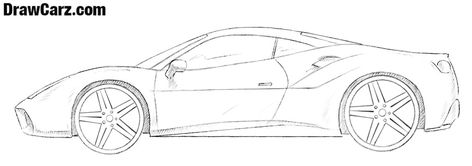 Step by step drawing tutorial on how to draw a Ferrari #drawingtutorial #howtodraw #drawcarz #drawcars #drawingcars #howtodrawcars #drawinglessons #ferrari #sportscar #supercar Ferrari Car Drawing, Ferrari Drawing, Car Drawing Easy, Car Outline, Cars Sketch, Sketch Images, Pencil Sketch Images, Car Drawing, Car Design Sketch