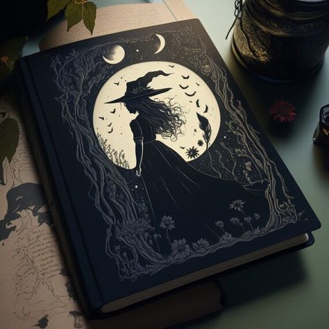 Image of a Moonlit Witch Journal (Digital Download )- Enchanted Notebook, Wiccan Spellbook, Mystical Diary Art by BookofShadowsPrint Spellbook Diy, Book With Blank Pages, Witchcraft Art, Witch Journal, Herb Art, Easy Spells, Grimoire Book, Lunar Cycle, Journal Digital