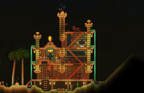 My Journey's End desert house (sorry if i'm spamming i just wanna show my stuff to the reddits) - Terraria Desert Terraria Builds, Terraria Dessert House Ideas, Terraria Desert House, Terraria Base, Terraria Houses, Terraria Design, Terraria Tips, Terrarium Base, Terraria House Ideas