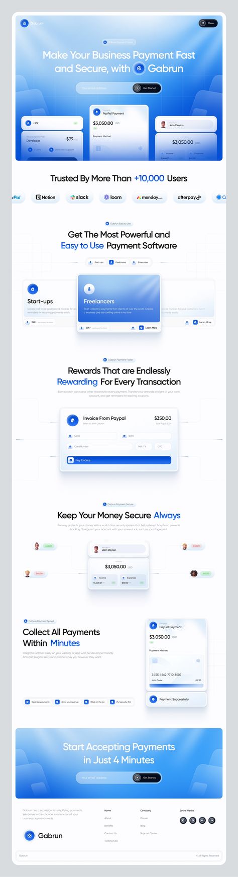 Gabrun - Finance Payment Service Website by Rona Zepri for Plainthing Studio on Dribbble Desain Ux, Blue Website, Ux Trends, Corporate Website Design, Food Web Design, Ui Design Dashboard, Service Website, Ui Ux Inspiration, Ui Ux 디자인