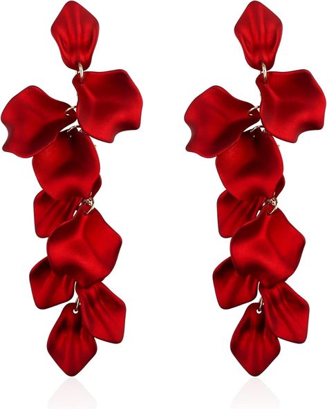 Amazon.com: Konikit Short Acrylic Rose Petal Earrings Dangle Exaggerated Flower Earrings Drop Statement Floral Tassel Earrings for Women and Girls(Short Petal Earrings Red): Clothing, Shoes & Jewelry Jewelry Recommendations, Acrylic Rose, Red Clothing, Petal Earrings, Short Acrylic, Earrings Red, Fashion Design Sketches, Earrings Drop, Acrylic Earrings