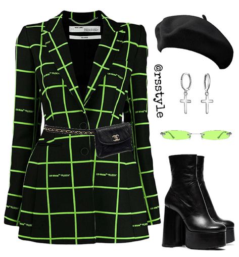 Black And Green Outfit, Blazer Dress Outfits, Looks Chic, Outfit Shoplook, Kpop Fashion Outfits, Fancy Outfits, Teenage Fashion Outfits, Performance Outfit, Edgy Outfits