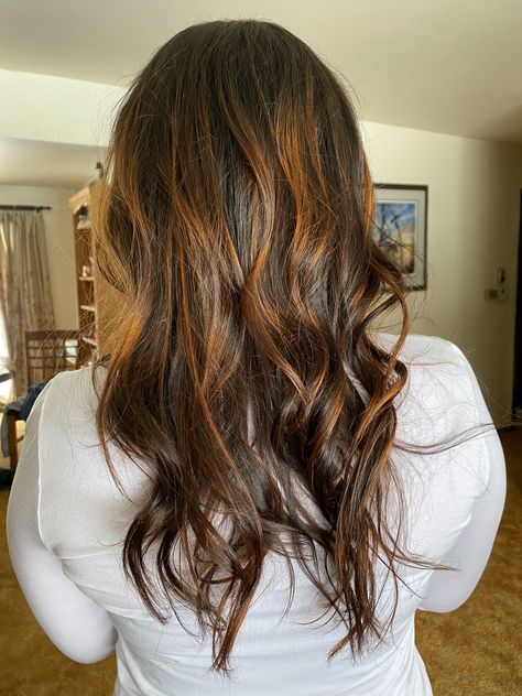 Ulta beauty salon, 10 foil balayage, copper chili color with dark brown all over Foil Balayage, Balayage Copper, Copper Balayage, Ulta Beauty, Beauty Salon, Hair Goals, Balayage, Dark Brown, Chili