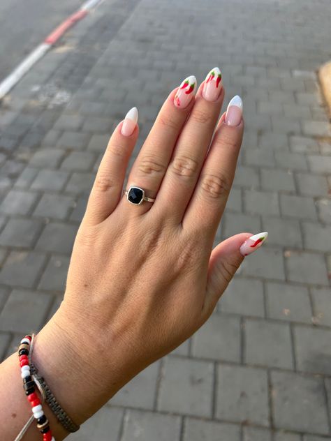 #chilipepper #frenchnails #nails #nailsart #white #red #nailsdesign Red Nailsdesign, Chili Pepper Nails, Pepper Nails, Chili Pepper, French Nails, Peppers, Chili, Nail Designs, Nail Art