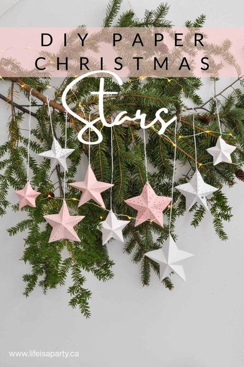 Star Garland Diy, Star Garland Christmas, Diy Christmas Star, Homemade Paper, Life Is A Party, Diy Christmas Garland, Paper Christmas Decorations, Christmas Star Decorations, Christmas Window Decorations