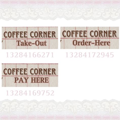 Bloxburg Diner Ideas Layout, Bloxburg Drink Bar, Coffee Shop Decals Bloxburg, Coffee Decals Bloxburg, Bloxburg Concert, Bloxburg Challenges, Bloxburg Bakery Decals, Bloxburg Cafe Decals Codes, Cafe Layout Plan