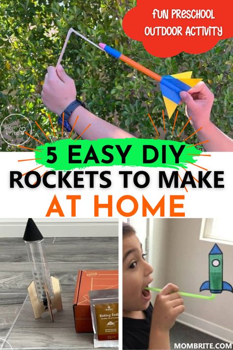 Want to make a rocket or two at home with your active preschoolers? Check out these 5 easy ways to make a rocket at home with these tutorials! #makearocketathome #diyrocketstutorial Diy Rocket Launcher, Make A Rocket, Straw Rocket, Build A Rocket, Balloon Experiment, Diy Rocket, Gifted Students, Preschool Mom, Bottle Rocket