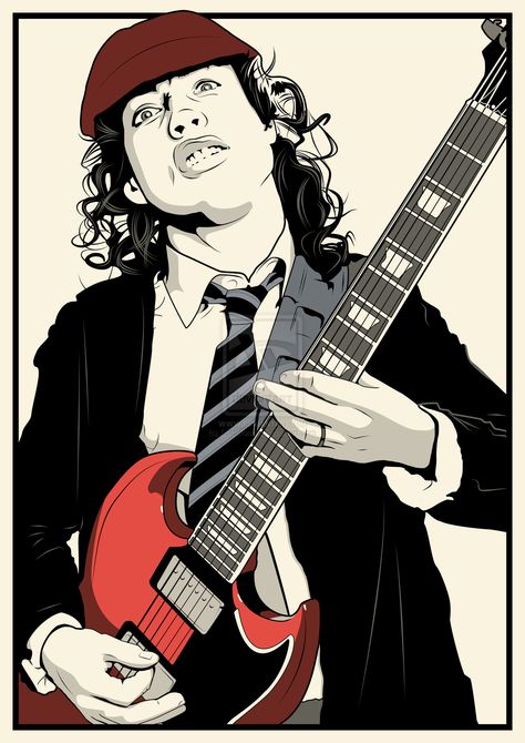 Angus Young by DottGonzo.deviantart.com on @DeviantArt Acdc Art, Ac/dc Art, Wall Breaker, Acdc Angus Young, Acdc Angus, Kelly Smith, Art Musical, Bon Scott, Arte Punk