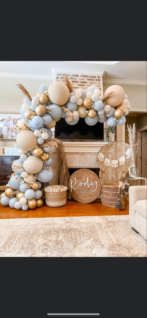 Boho Theme Baby Shower Ideas Boy, Pottery Barn Baby Shower, Baby Shower Baloon Arch, Boho Baby Shower Balloon Arch, Baby Shower Color Themes Boy, Boy Baby Shower Balloons, Babyboy Baby Shower Theme Ideas, November Boy Baby Shower Ideas, Baby Boy Balloon Arch