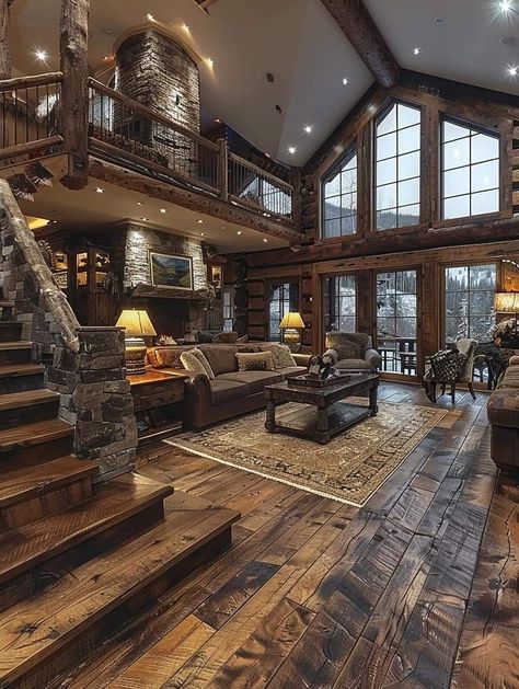 Wooden Mansion Interior, Winter Cabin Mansion, Barn Dominium, Family Mansion, Beautiful Mansion, Meridian House, Pretty Homes, Room Addition, Barn Style House Plans