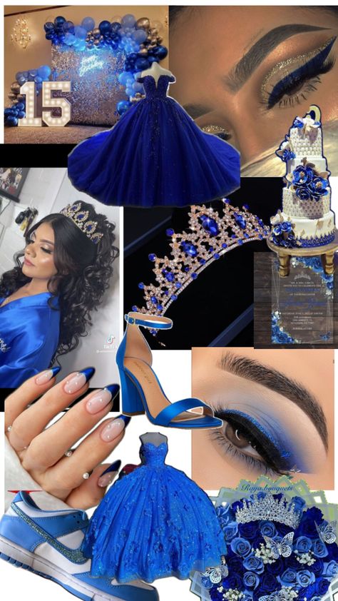 Royal Blue Quinceanera Ideas, Royal Blue Quince Theme, Blue Quinceanera Ideas, Blue Quinceanera Theme, Baby Blue Quinceanera, Champagne Quinceanera Dresses, Royal Blue Quinceanera Dresses, Royal Blue Quince, Royal Blue Quinceanera