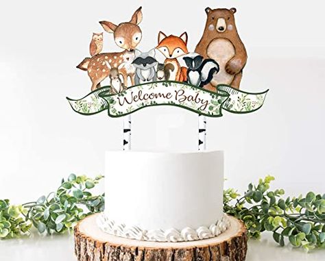 Woodland Birthday Cake, Woodland Cake Topper, Woodland Baby Shower Decorations, Forest Baby Showers, Woodland Cake, Woodland Birthday Party, Baby Cake Topper, Amazon Baby, Woodland Birthday