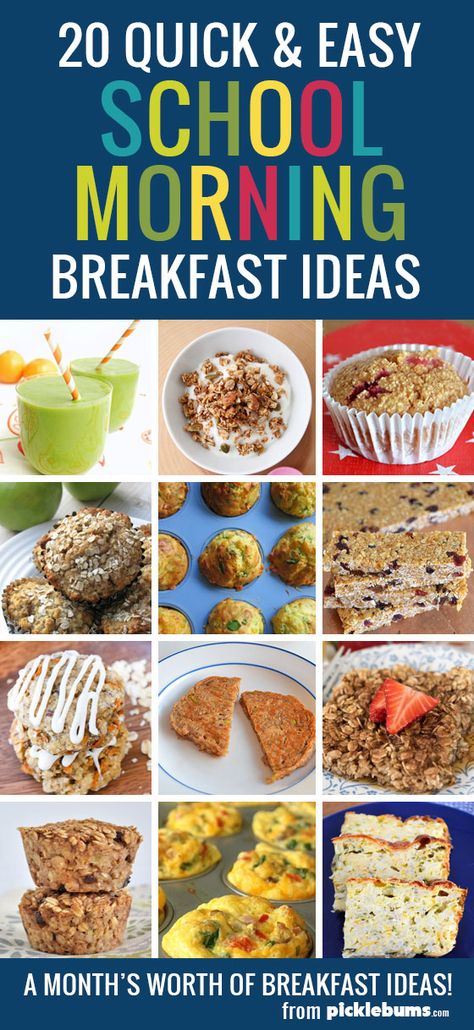 20 quick and easy school morning breakfast ideas - a month's worth of homemade, real food, breakfast ideas for busy school mornings. School Morning Breakfast Ideas, School Morning Breakfast, Real Food Breakfast, Food Breakfast Ideas, Morning Breakfast Ideas, Morning School, Back To School Breakfast, School Breakfast, School Morning