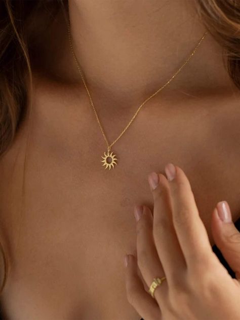 1 Pc Simple Sunburst Sun Ray Delicate Pendant Necklace for Women - Daily Wear JewelryI discovered amazing products on SHEIN.com, come check them out! Gold Pendant Set, Delicate Pendant, Sun Necklace, Pendant Set, Necklace For Women, Amazing Products, Gold Pendant, Womens Necklaces, Daily Wear