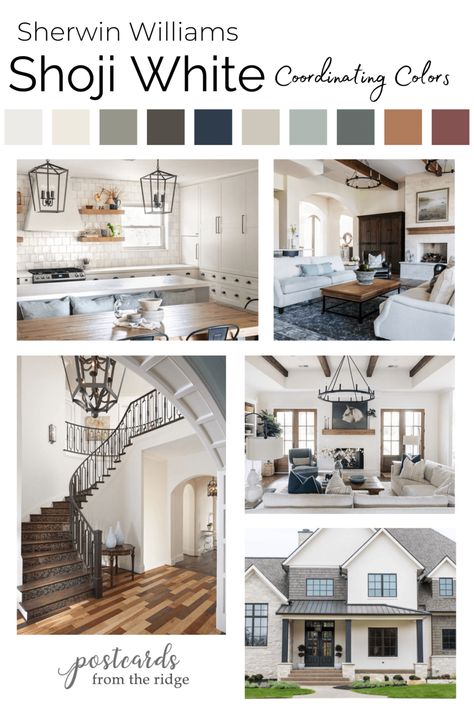 Sherwin Williams Shoji White Review & Color Palettes - Postcards from the Ridge Shoji White Sherwin Williams Exterior, Shoji White Walls, Sw Shoji White, Shoji White Sherwin Williams, Sherwin Williams Shoji White, 2023 Review, Shoji White, Accessible Beige, Sherwin Williams Colors