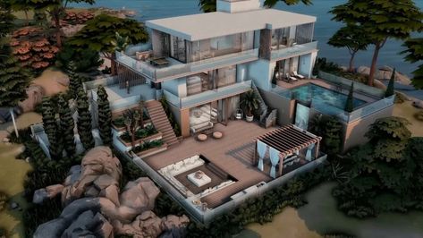 Modern concrete house, modern home, modern house, luxurious home, scandi home Sims 4 Rich House, Sims 4 Modern Mansion, Sims 4 Luxury House, Sims 4 Villa, Sims 4 Luxury, Modern Concrete House, Luxury Modern House, Sims 4 Modern House, Play Sims 4