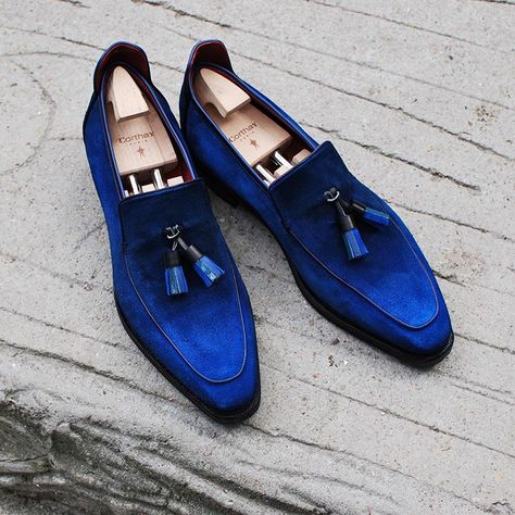 Out of the blue ! Corthay's Rascaille in Navy suede matches with our Multimaterial belt and the new Hammered Ruthenium buckle like a dream… Double Monk Strap Shoes, Quality Leather Boots, Custom Design Shoes, Monk Strap Shoes, Classy Shoes, Leather Loafer Shoes, Costume Shoes, Leather Moccasins, Men Loafers