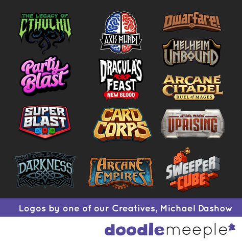 Board Game Logo Design, Board Game Logo, Game Branding, Bord Games, Artist Typography, Photoshop Creative, Game Logo Design, Think Geek, Creative Artwork