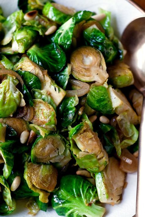 NYT Cooking: This recipe came to The Times in 2011 from Grace Young, the chef and cookbook writer. Make sure the Brussels sprouts are dry before they are put into the pan, or the liquid will turn the stir-fry into a braise. This dish can be made ahead of time, all the better for a Thanksgiving feast or a weeknight dinner. Sherry Mushrooms, Sherry Recipes, Brussels Sprouts Recipes, Nyt Recipes, Cooking Pork Roast, Sprouts Recipes, Recipes Vegetables, Cooking Spaghetti, Cooking Pumpkin