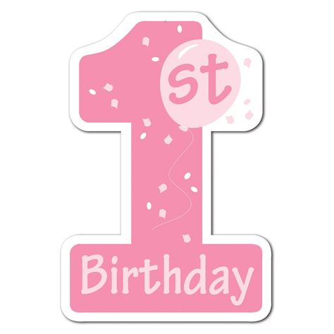 Pink Hello Kitty Birthday Theme, Pink Cake Toppers, Diy Cake Topper Birthday, 1st Birthday Balloons, Girls Party Decorations, 1st Birthday Cake Topper, Birthday Clips, 1st Birthday Banners, Birthday Cake Topper Printable