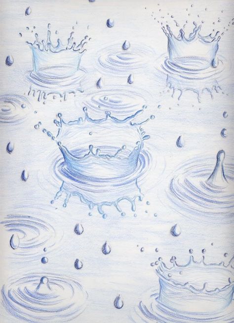 Raindrop Art, Water Drop Drawing, Drawing Reference Photos, Tattoos Outdoors, Rain Art, Animals Design, Water Drawing, Architecture Quotes, Colour Pencil