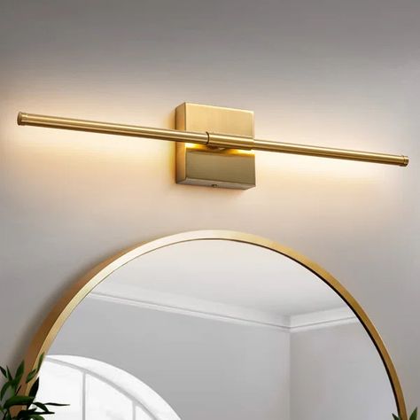 Brylea Iron LED Armed Sconce Led Bathroom Vanity Lights, Gold Wall Lights, Modern Vanity Lighting, Vanity Light Bar, Led Vanity Lights, Contemporary Vanity, Bathroom Light, Modern Wall Sconces, Led Vanity