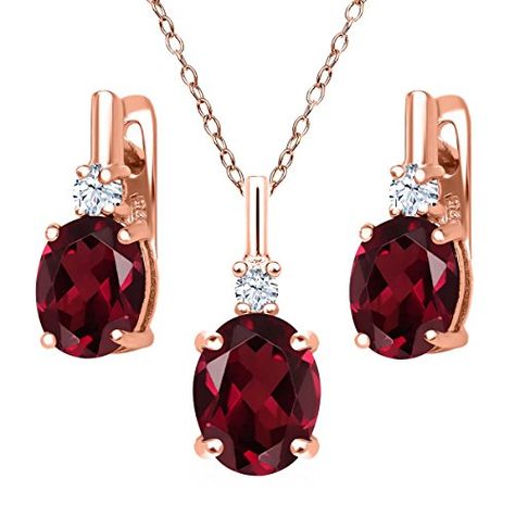 665 Ct Red Rhodolite Garnet White Created Sapphire 18K Rose Gold Plated Silver Pendant Earrings Set -- For more information, visit image link.(This is an Amazon affiliate link and I receive a commission for the sales) Pendant Earrings Set, Jewellery Shop Design, Simple Silver Jewelry, Silver Jewelry Diy, Silver Jewellery Sets, Fashion Jewelry Sets, Mystic Topaz, Silver Pendants, Wedding Jewelry Sets