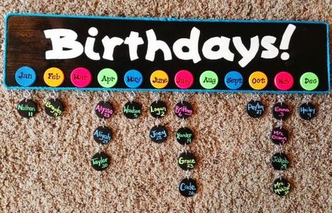 Calander Ideas, Classroom Birthday Board, Daycare Curriculum, Birthday Board Classroom, Math Classroom Decorations, Classroom Charts, Class Displays, School Hallways, Birthday Display