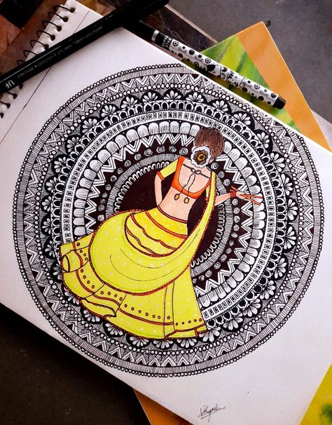 Navratri Mandala Art, Easy Mandala, Easy Mandala Drawing, Simple Mandala, Navratri Special, Mandala Artwork, Bts Playlist, Mandala Drawing, Painting Art Projects