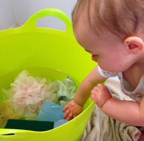 Whenever Buddy and I have fun with a messy activity, I like to have a water activity set up too. This naturally extends our play time and it means I get get him cleaned up without any protest &#821… Infant Water Play, Paper Plate Painting, Infant Curriculum, Water Play Activities, Plate Painting, Infant Sensory Activities, Infant Classroom, Indoor Activities For Toddlers, Toddler Outdoor