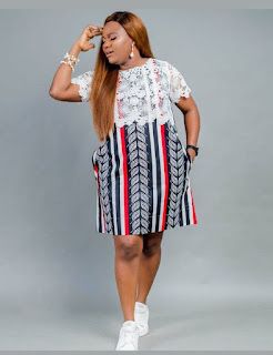 Gown With Sneakers, Ankara And Lace Combination Styles, Ankara And Lace Combination, Lace Combination Styles, Short Flare Gown, Ankara And Lace, Ankara Short, Stylish Naija, Ankara Short Gown Styles