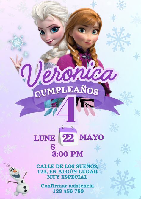 Invitación digital de cumpleaños de Frozen celebra un cumpleaños de Frozen con nuestra plantilla gratuita y crea momentos mágicos para tus pequeños. Frozen