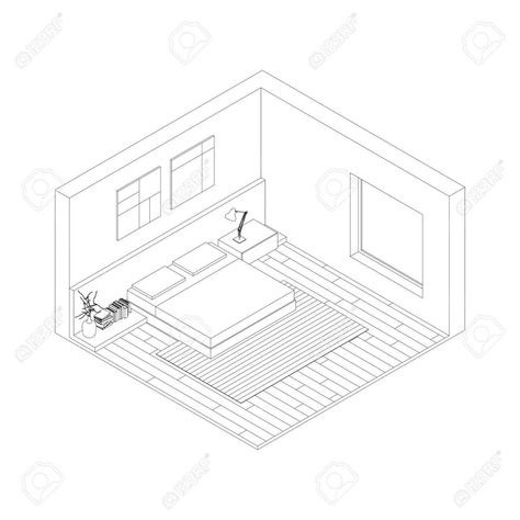 Bedroom Isometric, Monochrome Bedroom, Bedroom Inspirations Minimalist, Perspective Sketch, Bedroom Drawing, Isometric Drawing, Small House Elevation, Drawing Interior, Clever Captions For Instagram