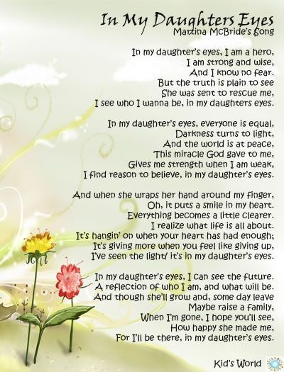 In my daughters eyes - Martina McBride . . . Because I am blessed with the gift of sweet daughters! Thank you God for your great gift!! In My Daughters Eyes Quotes, Mom Quotes From Daughter, Daughter Poems, Martina Mcbride, Mother Daughter Quotes, I Love My Daughter, Save My Marriage, My Beautiful Daughter, Daughter Quotes