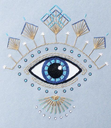 Embroidered Journal, Eye Journal, Evil Eye Tattoo, Evil Eye Art, Clothes Embroidery Diy, Tattoo Paper, Textile Art Embroidery, Minimalist Tattoos, Handmade Embroidery Designs