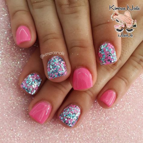 Kid Gel Nails Ideas, Kids Nail Designs, Girls Nail Designs, Girl Nails, Finger Nails, Cute Gel Nails, Blue Nail, Nails For Kids, Shellac Nails