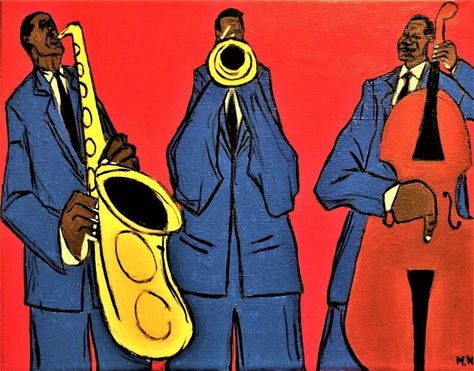 This giclee art print makes a great gift for music lovers and adds color to any room. It is borderless and is printed on archival matte fine art paper. Jazz Music Art, Trio Art, Art Deco Paintings, Jazz Art, Afrocentric Art, Jazz Musicians, Art Party, African American Art, Ethereal Art