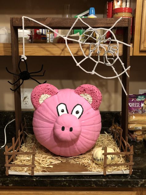 Pumpkin contest Charlotte’s Web 🕸🕷 Charlottes Web Pumpkin Ideas, Charlotte Web Pumpkin, Charlottes Web Pumpkin Painting, Charlotte Web, Book Pumpkins, Holiday Crafts Halloween, Church Trunk, Book Character Pumpkins, Room Parent