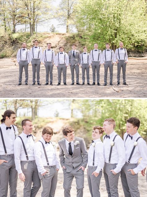 Grey Groomsmen Suspenders, Gray Groomsmen Attire Suspenders, Groomsmen Attire No Jacket, Groomsmen Outfits Casual, Gray Suspenders Groomsmen, Grey Groomsmen Attire, Gray Groomsmen Attire, Groomsmen Attire Suspenders, Summer Groomsmen