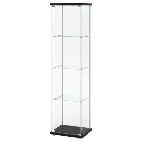 IKEA - DETOLF, Glass-door cabinet, black-brown, With a glass-door cabinet, you can show off as well as protect your glassware or your favorite collection. You can easily brighten up your display objects as the glass-door cabinet is designed to include lighting. Lighting sold separately. Vitrine Ikea, Ikea Detolf, Billy Oxberg, Ikea Canada, Shelves Display, Wall Shelf Unit, Bookcase With Glass Doors, Tv Storage, Plastic Edging