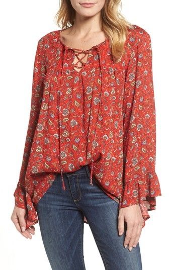 Caslon(R) Floral Print High/Low Peasant Blouse Peasant Blouse, Boho Blouses, Casual Jacket, Spring Outfits, High & Low, High Low, Floral Print, Dress Outfits, Floral Prints