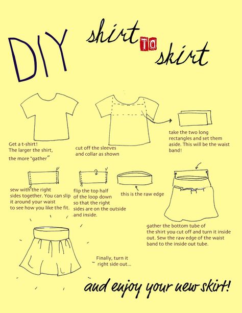 Shirt To Skirt, Clothing Redo, Charity Sewing, Homemade Ideas, Knee Skirt, Diy Vetement, Repurposed Clothing, Recycled T Shirts, T-shirt Refashion